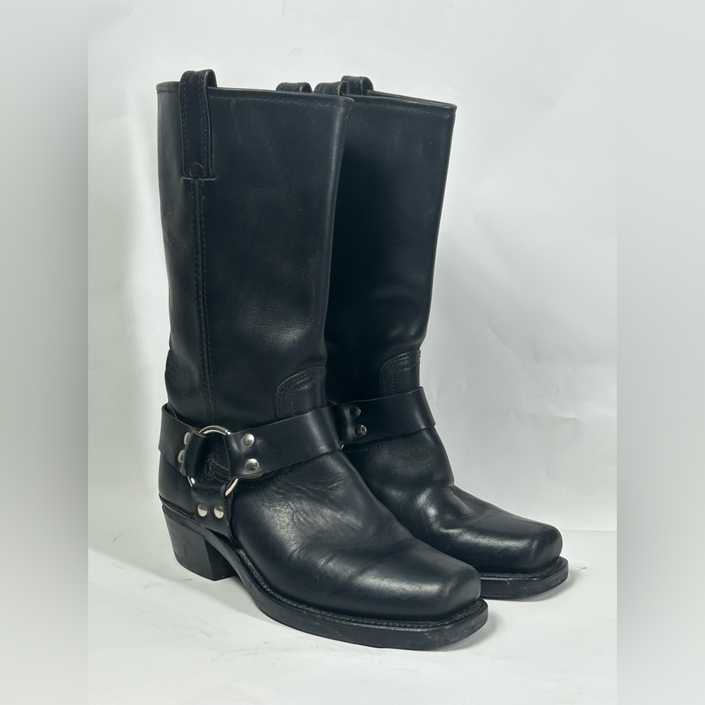 Frye Black Leather Harness Boots 6.5